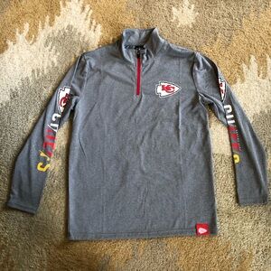 NFL Team Apparel KC Kansas City Chiefs Long Sleeve Top 1/4 Zip Youth 14-16 EUC!